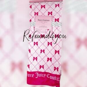 Juicy Couture - ‘Geometric Pink Bows’ Plush oversized throw 60“ x 70“ NWT. Firm!